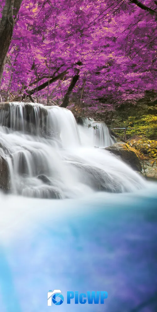 Erawan Falls Spring 3K Mobile Wallpaper