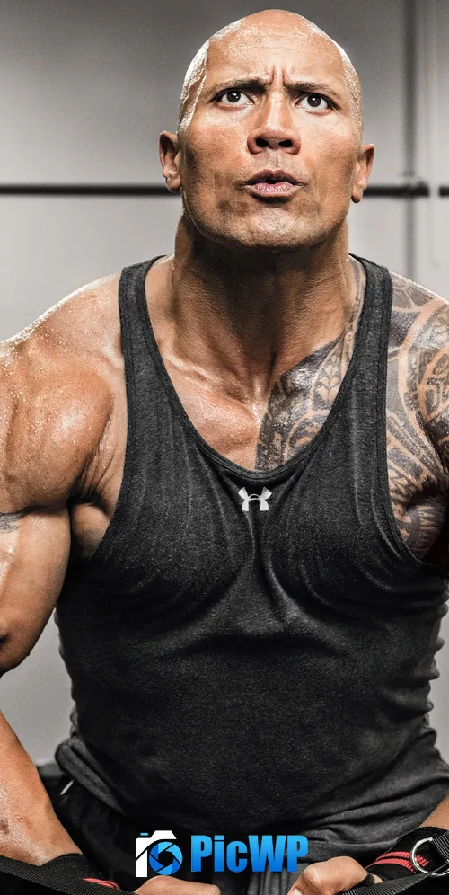 Dwayne Johnson Weightlifting 3K Mobile Wallpaper