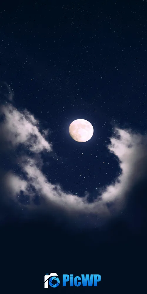 Full moon Clouds 3K Mobile Wallpaper
