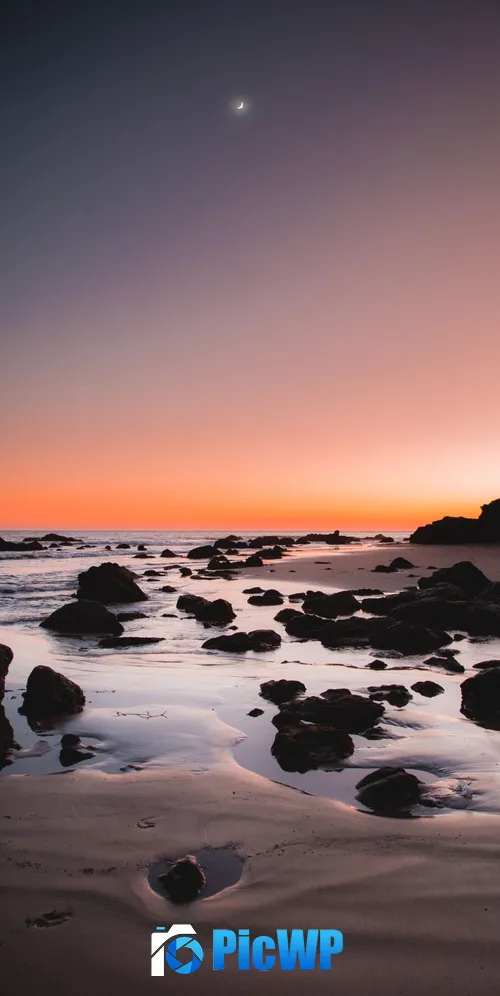 Rocky beach Sunrise 3K Mobile Wallpaper