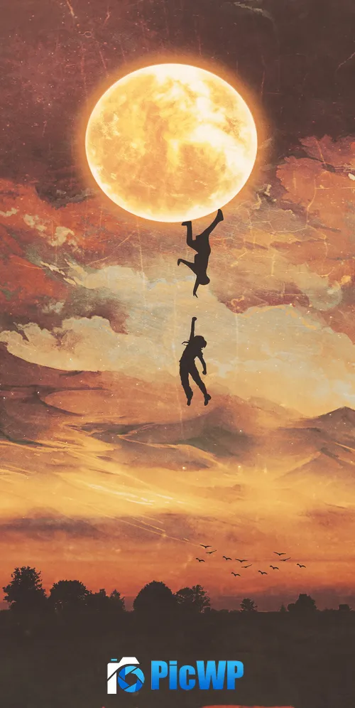 Moon Falling 3K Mobile Wallpaper