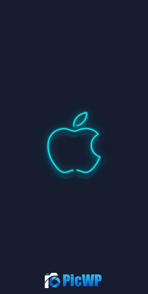 Blue Apple logo Neon sign 3K Mobile Wallpaper