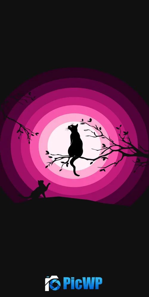 Cats Moon 3K Mobile Wallpaper