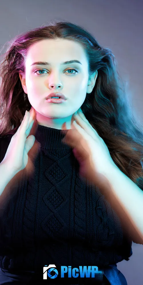 Katherine Langford Neon 3K Mobile Wallpaper