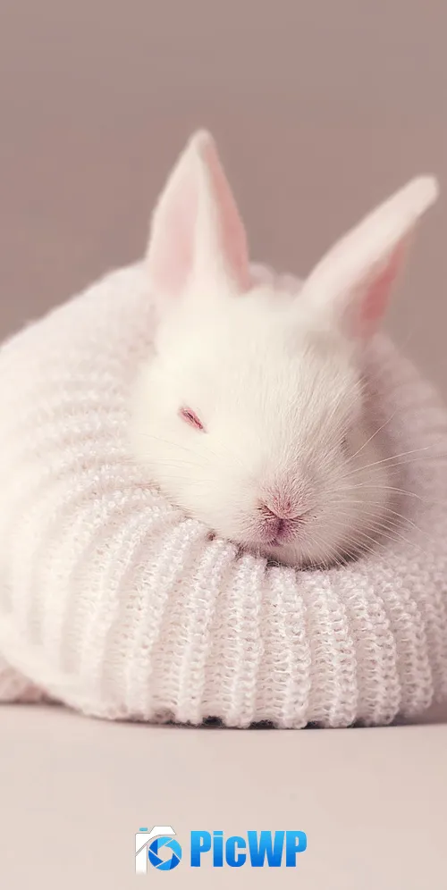 White rabbit Newborn 3K Mobile Wallpaper