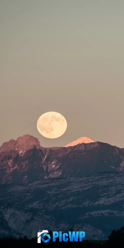 Mountains Moon 3K Mobile Wallpaper