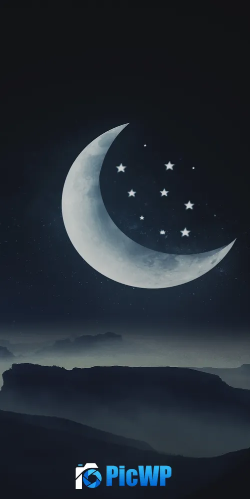 Half moon Stars 3K Mobile Wallpaper