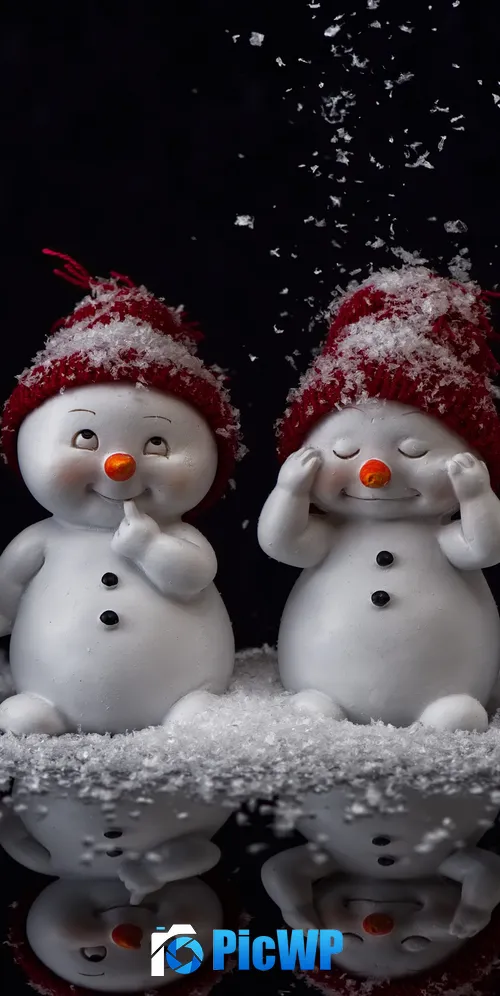 Snowman Figures 3K Mobile Wallpaper