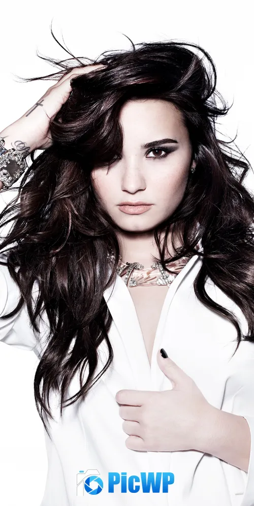 Demi Lovato White background 3K Mobile Wallpaper