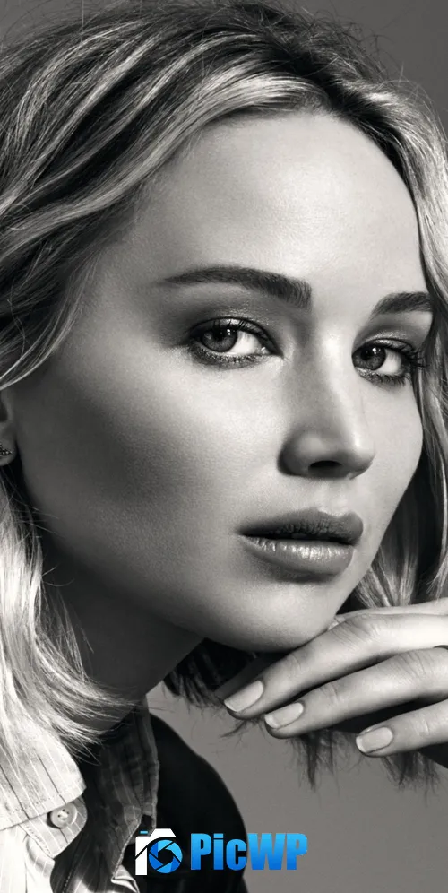 Jennifer Lawrence Monochrome 3K Mobile Wallpaper