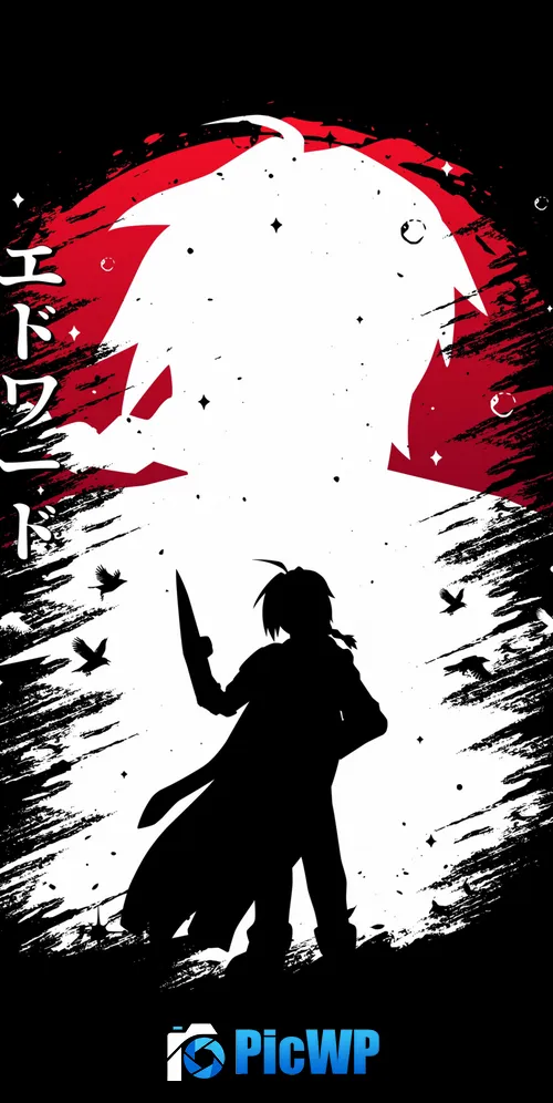 Edward Elric Silhouette 3K Mobile Wallpaper