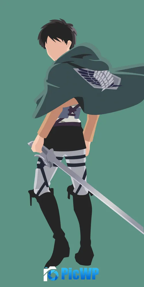 Eren Yeager Teal background 3K Mobile Wallpaper