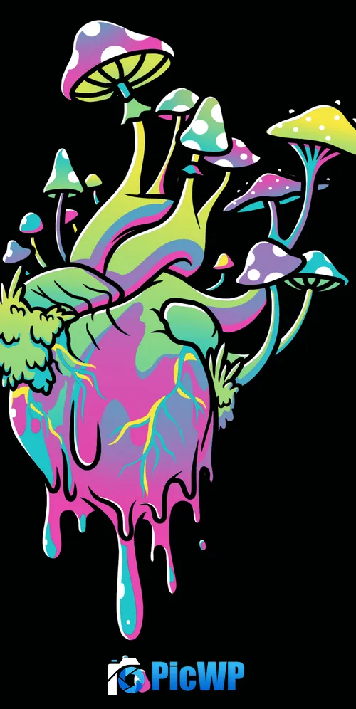 Heart Psychedelic Art 3K Mobile Wallpaper