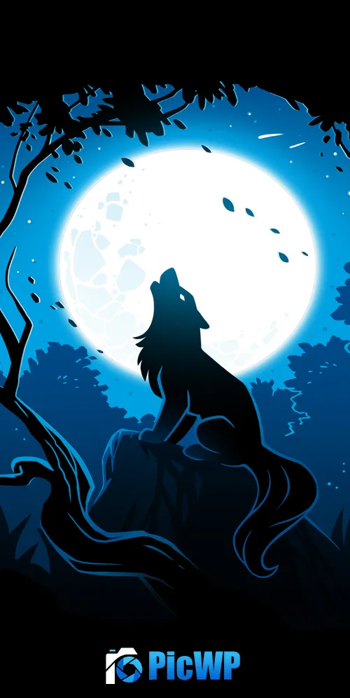 Howling wolf Moon 3K Mobile Wallpaper