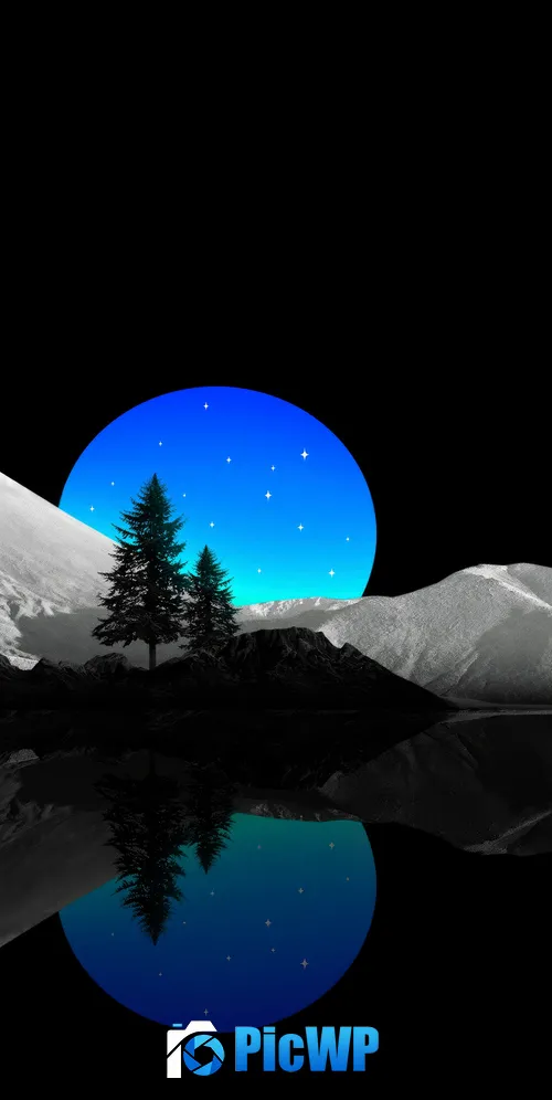Dark aesthetic Blue moon 3K Mobile Wallpaper