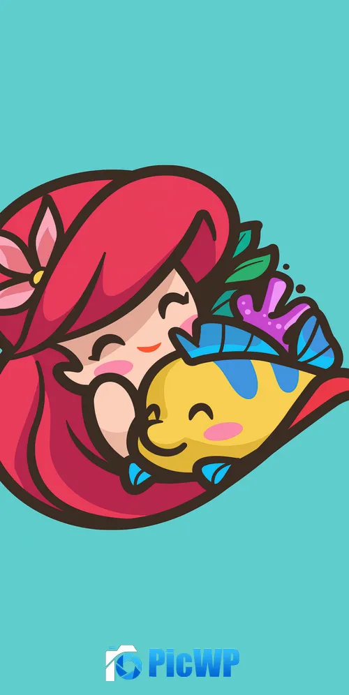 Cute Mermaid Flounder 3K Mobile Wallpaper