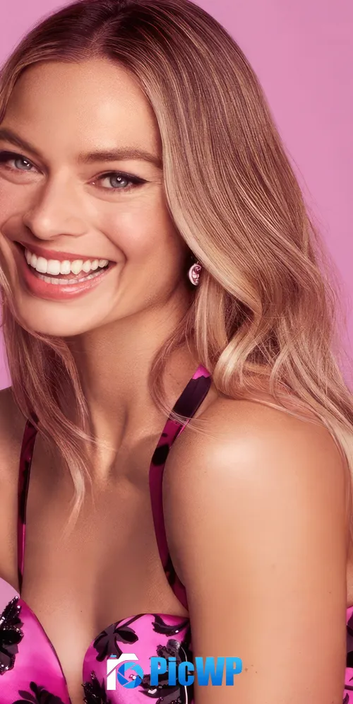 Margot Robbie Pink background 3K Mobile Wallpaper
