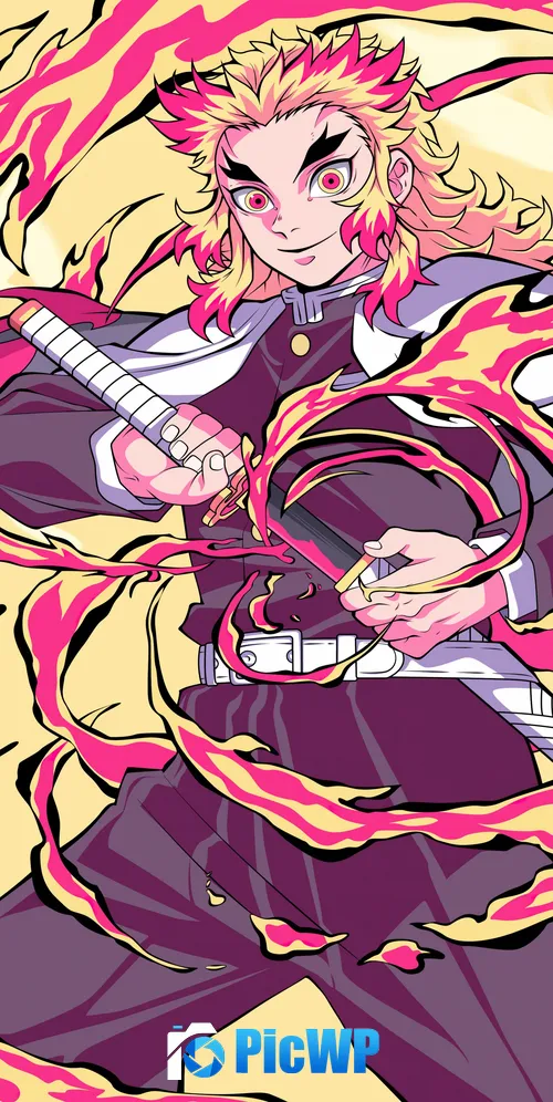 Kyojuro Rengoku Demon Slayer: Kimetsu no Yaiba 3K Mobile Wallpaper