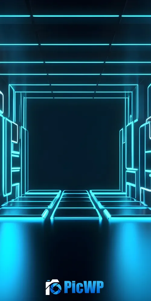 Cyan Neon Lights 3K Mobile Wallpaper