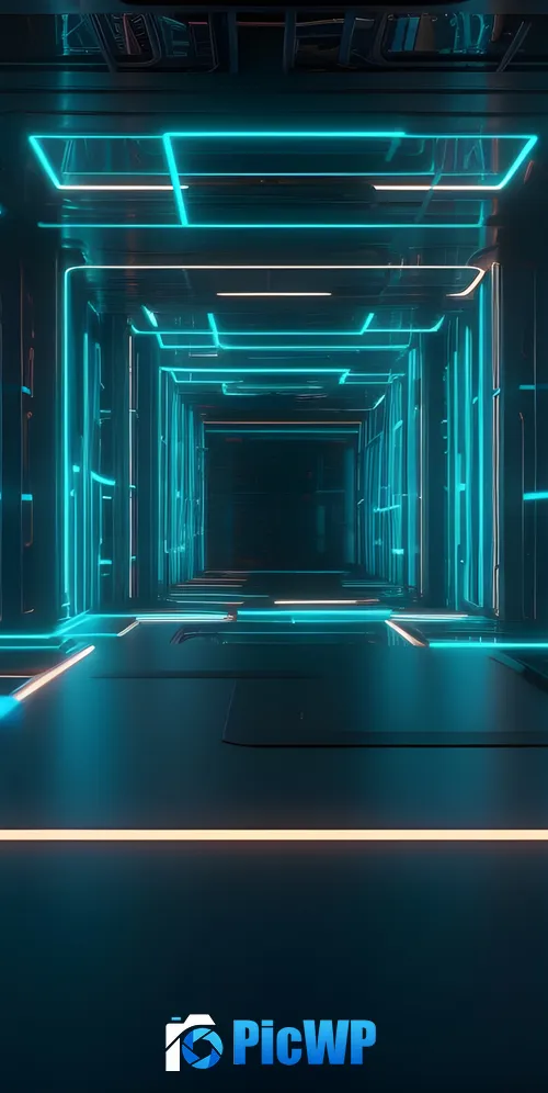 Glowing Neon Corridor 3K Mobile Wallpaper