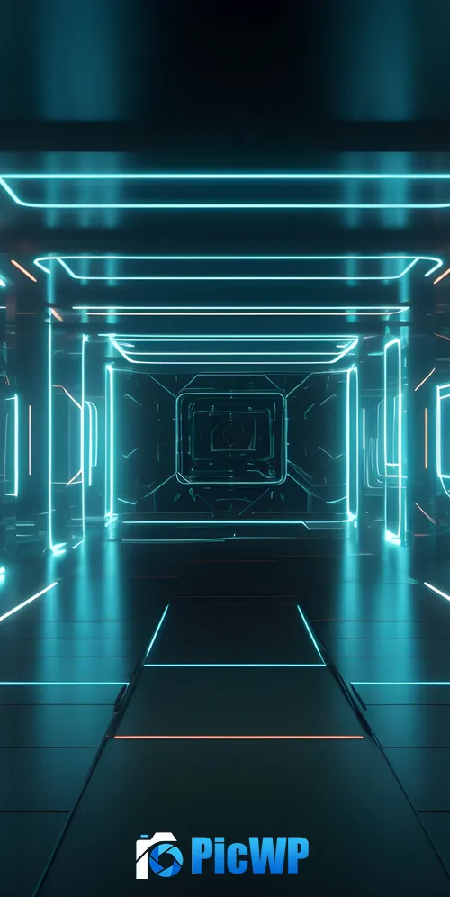 Neon Corridor 3K Mobile Wallpaper