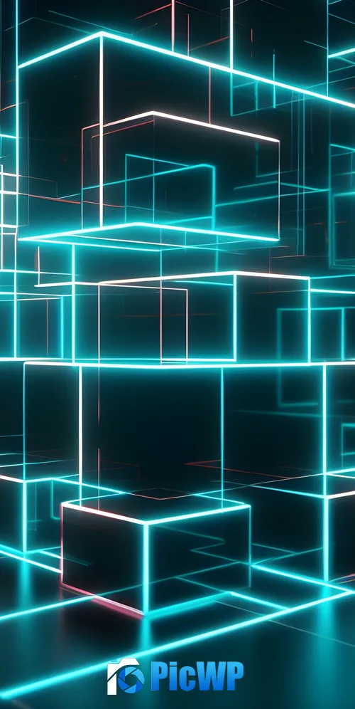 Neon Cubes 3K Mobile Wallpaper