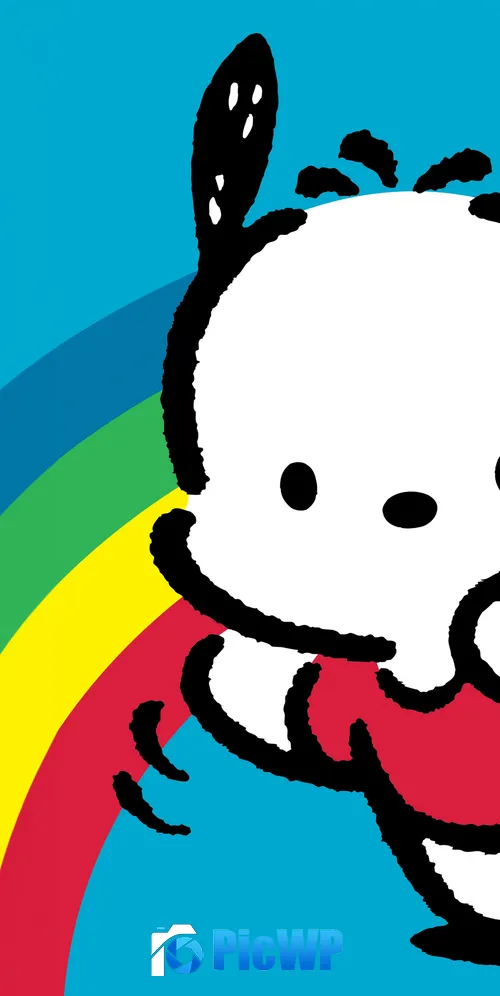 Pochacco Rainbow 3K Mobile Wallpaper