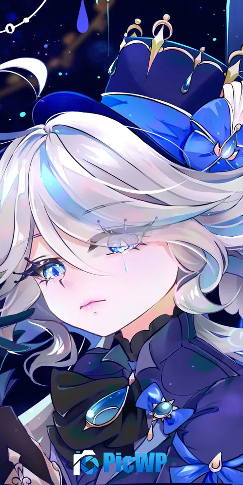 Furina Blue aesthetic 3K Mobile Wallpaper