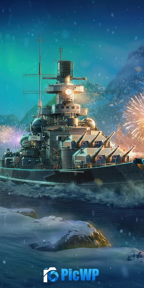 World of Warships Christmas special 3K Mobile Wallpaper