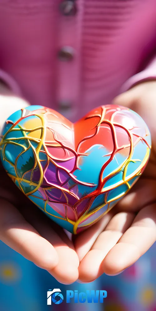3D Art Love heart 3K Mobile Wallpaper