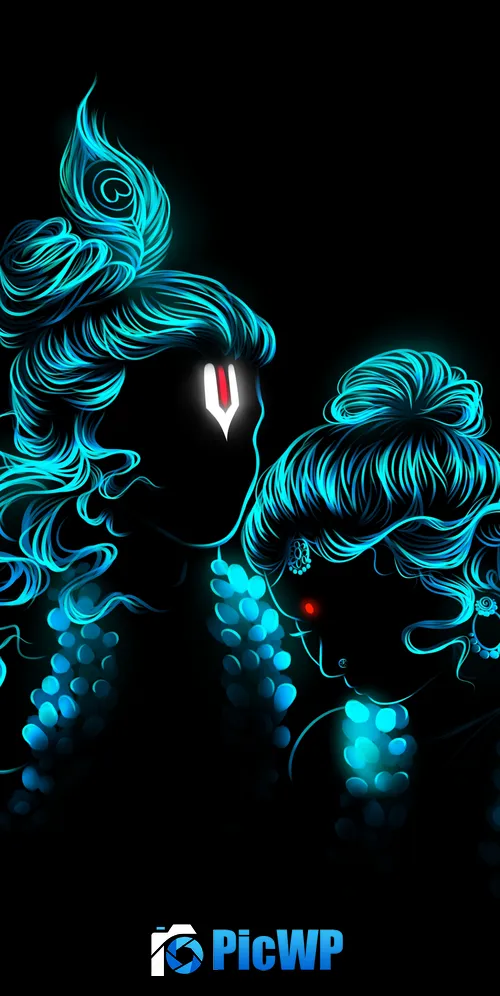 Radha Krishna Digital Art 3K Mobile Wallpaper