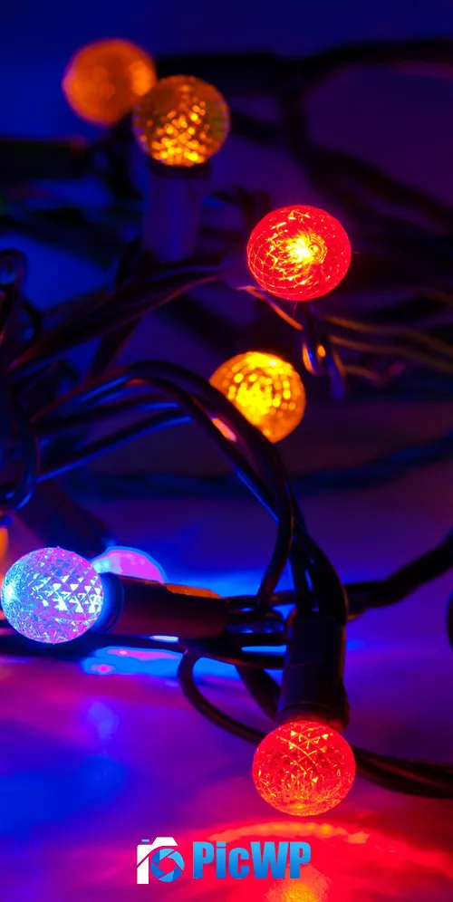 Party lights Christmas lights 3K Mobile Wallpaper