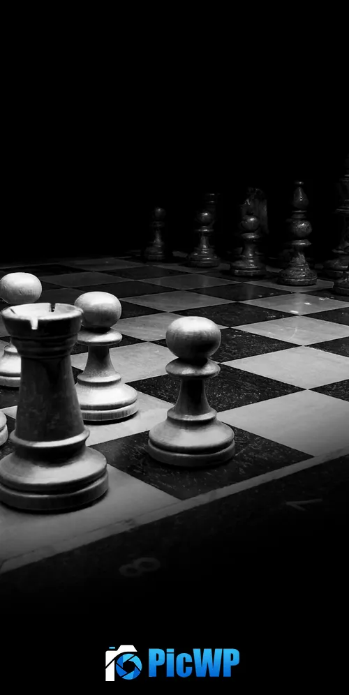 Chessboard Black and White 3K Mobile Wallpaper