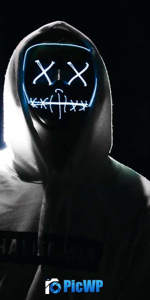 LED mask Hoodie 3K Mobile Wallpaper