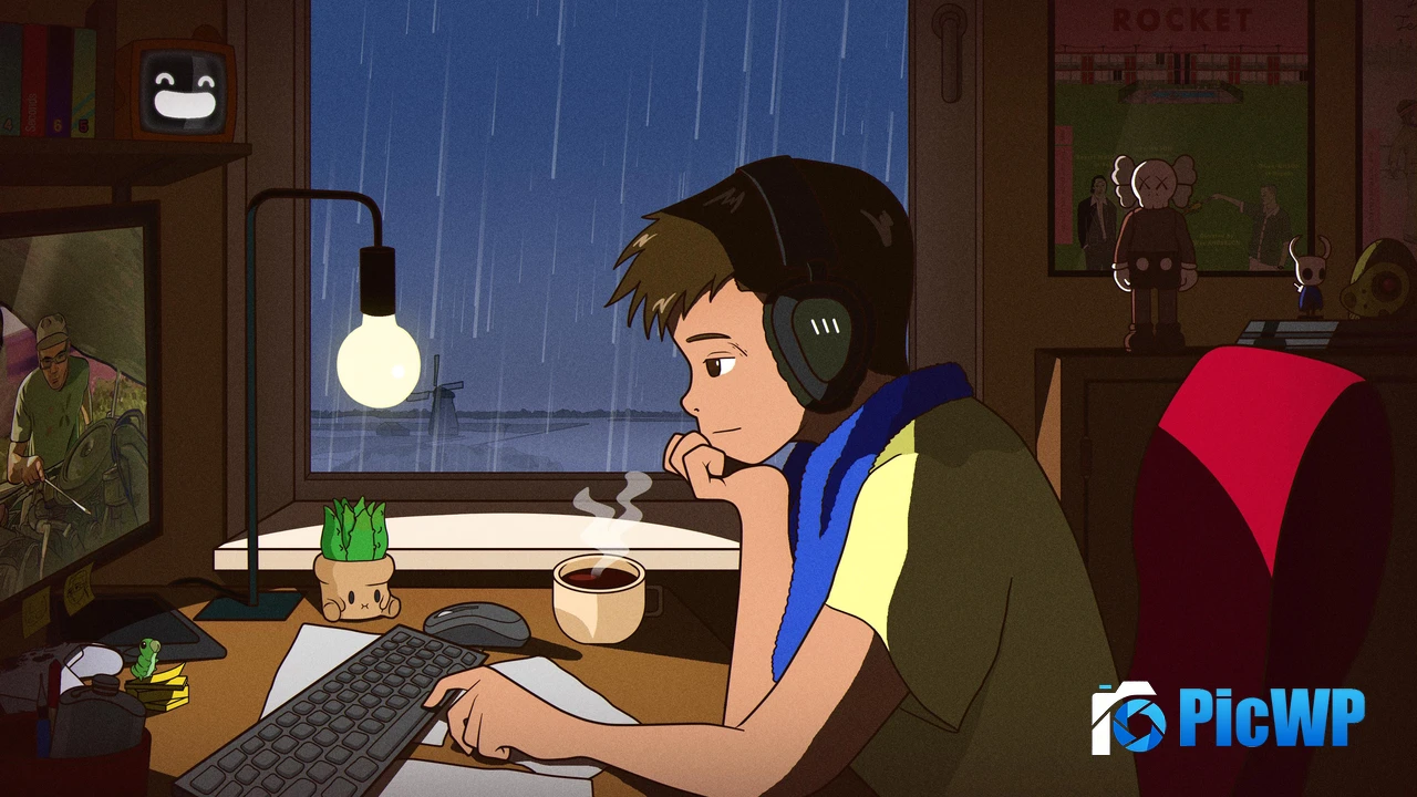 Lofi boy Listening music 4K PC Wallpaper