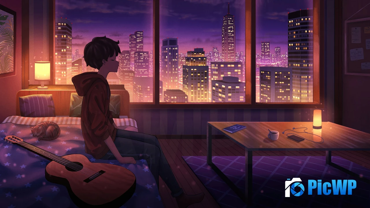 Lofi boy Guitar 4K PC Wallpaper