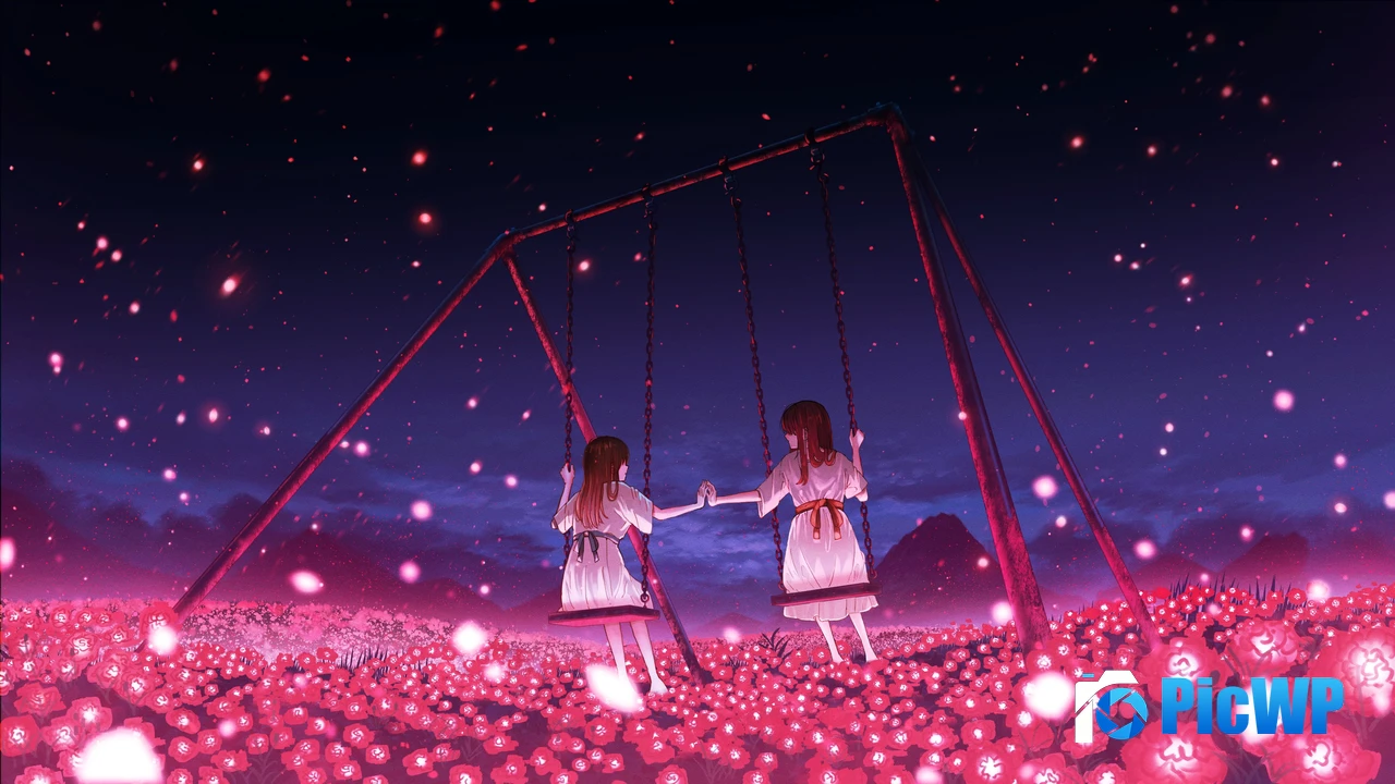 Swinging Japanese anime girls 4K PC Wallpaper