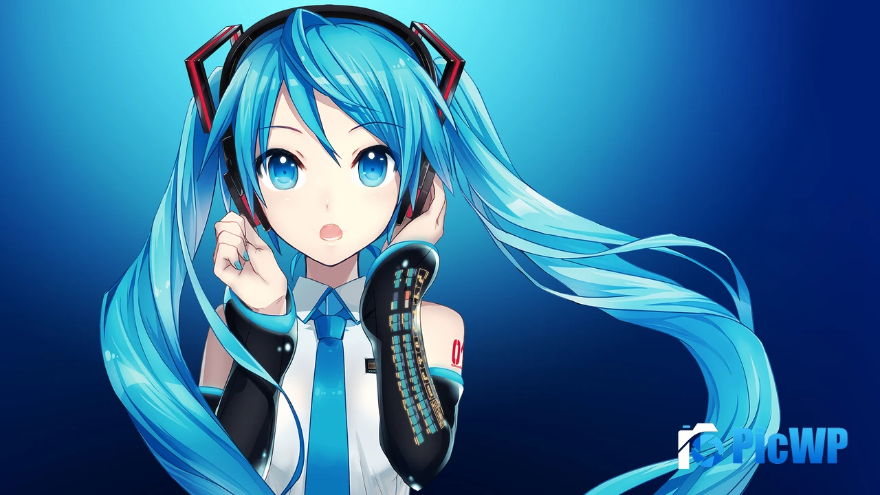Hatsune Miku Listening music 4K PC Wallpaper