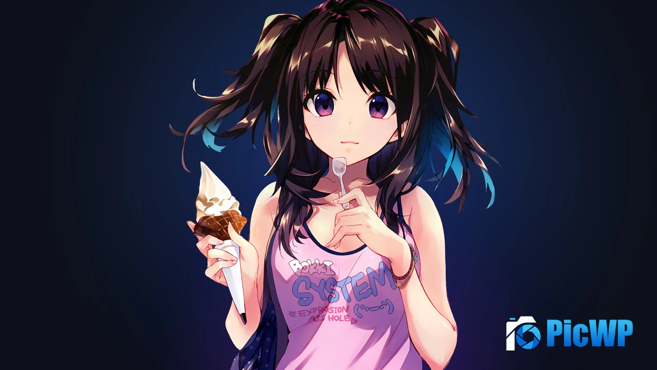 Anime girl Ice cream cone 4K PC Wallpaper