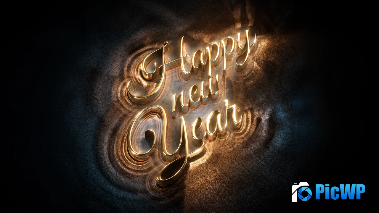 Happy New Year 3D typography 4K PC Wallpaper