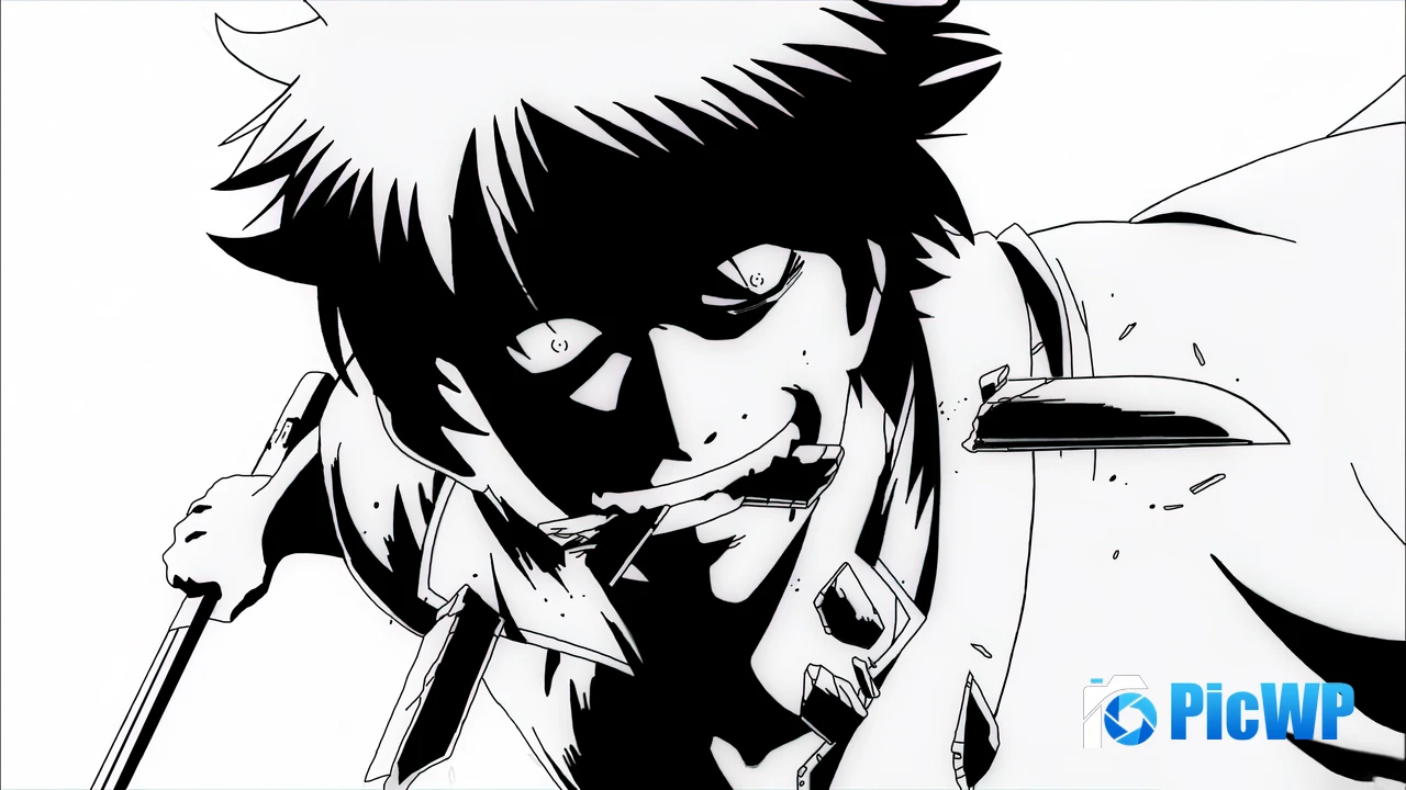 Gintoki Sakata Black and White 4K PC Wallpaper