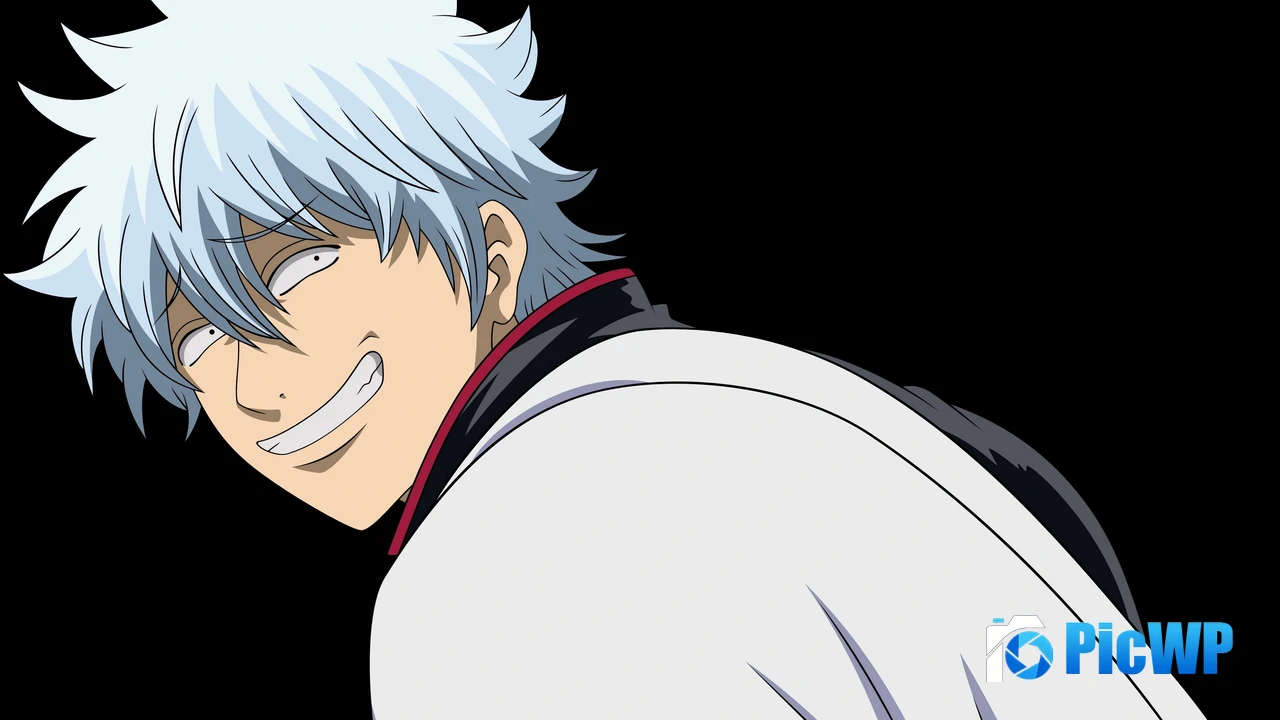 Gintoki Sakata Black background 4K PC Wallpaper