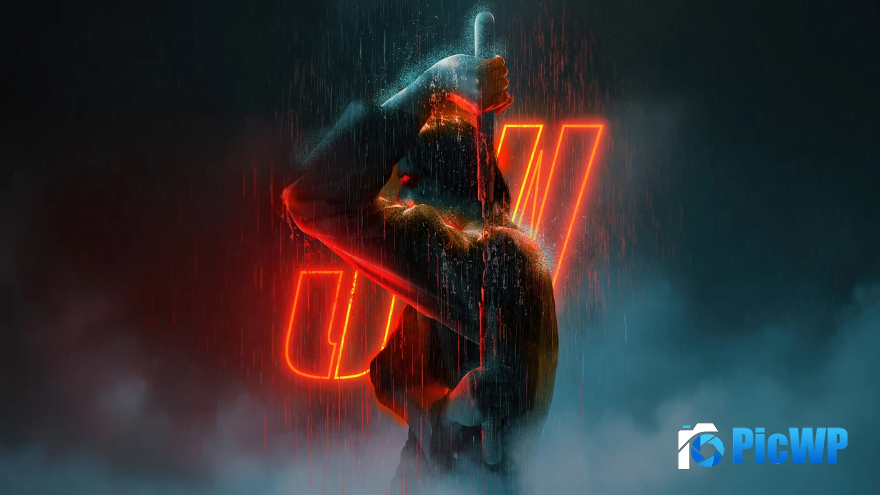 John Wick Neon art 4K PC Wallpaper