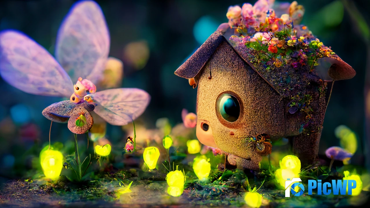 Fairy house Cute art 4K PC Wallpaper