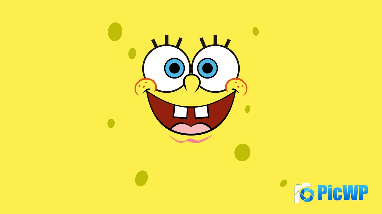 SpongeBob smiley face Yellow background 4K PC Wallpaper