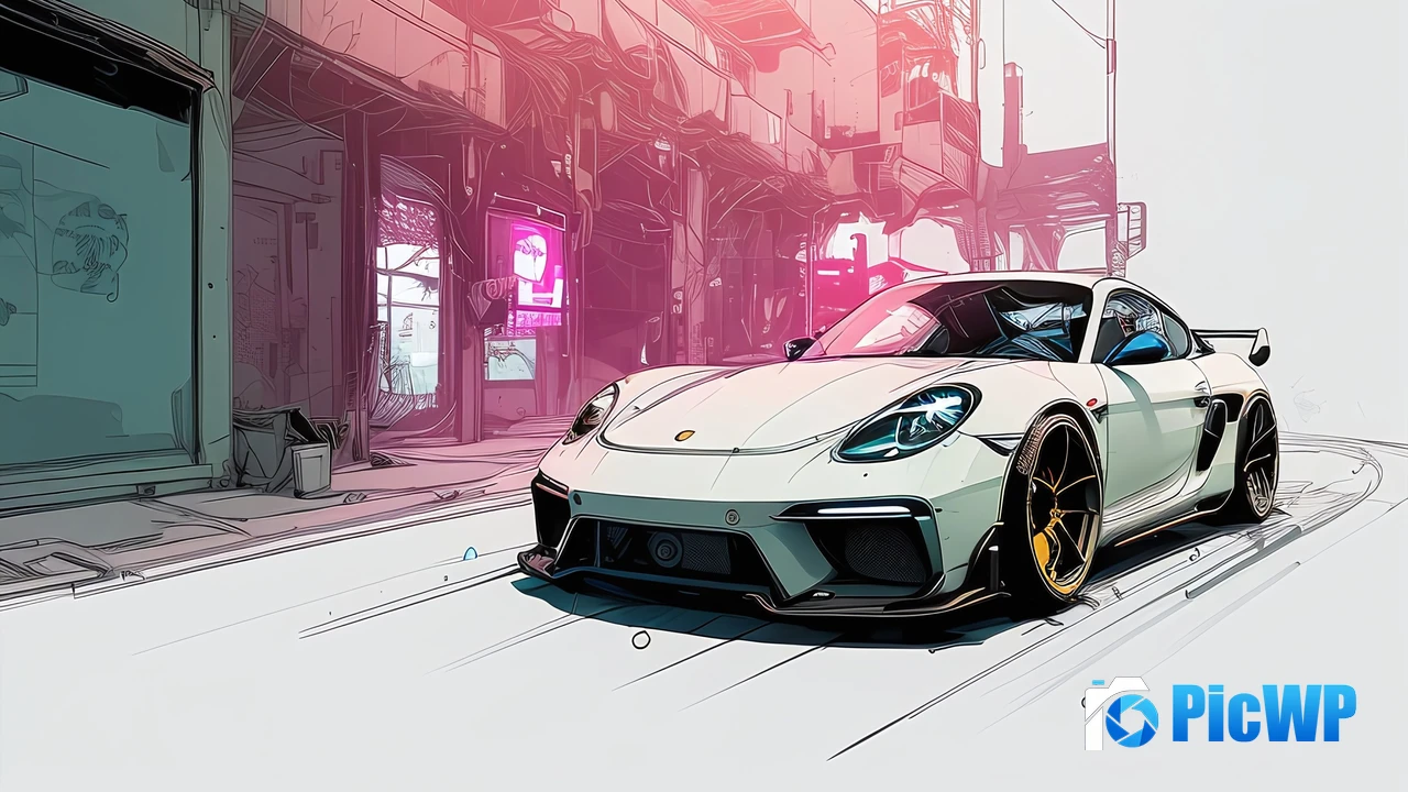 Porsche 718 Cayman Inkpunk 4K PC Wallpaper
