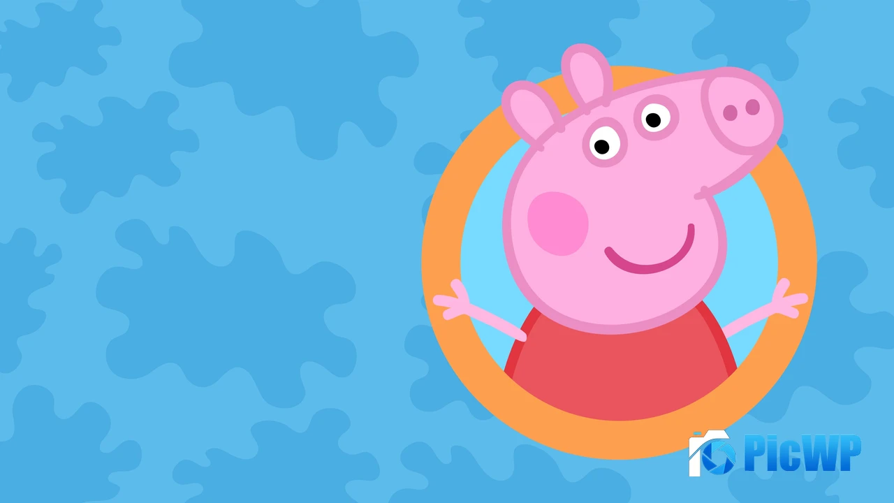 Peppa Pig Blue background 4K PC Wallpaper