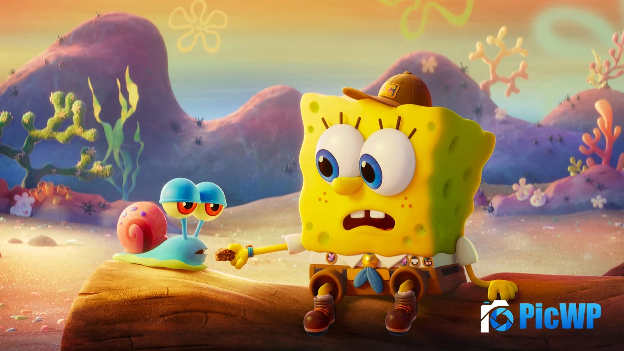 SpongeBob and Gary the Snail in The SpongeBob Movie 4K PC Wallpaper