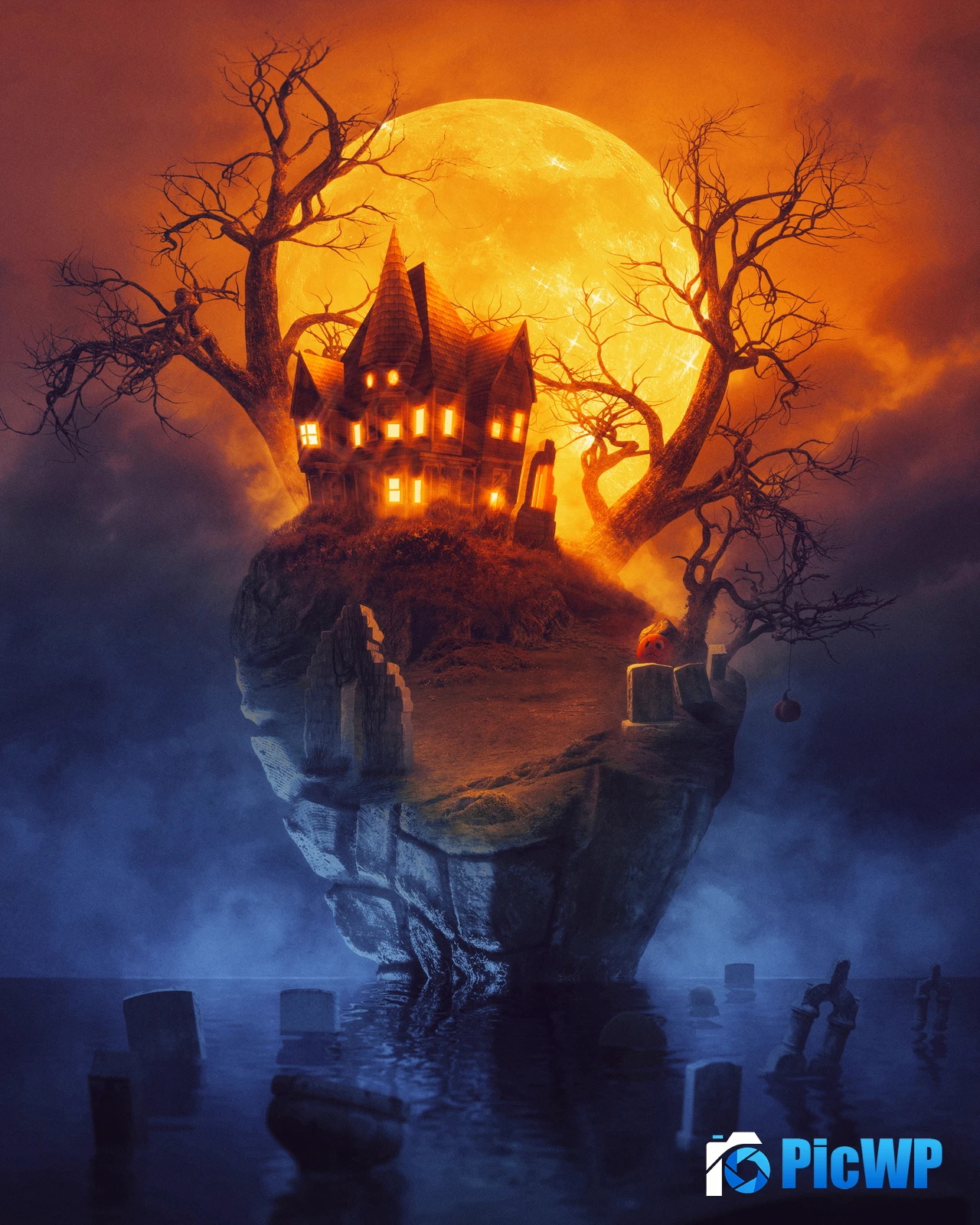 Scary house Halloween house 4K Mobile Wallpaper