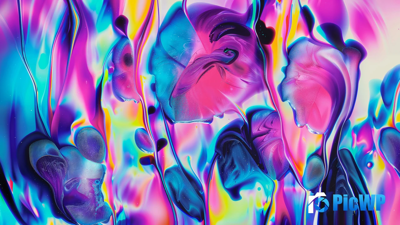 Fluid art Neon colors 4K PC Wallpaper